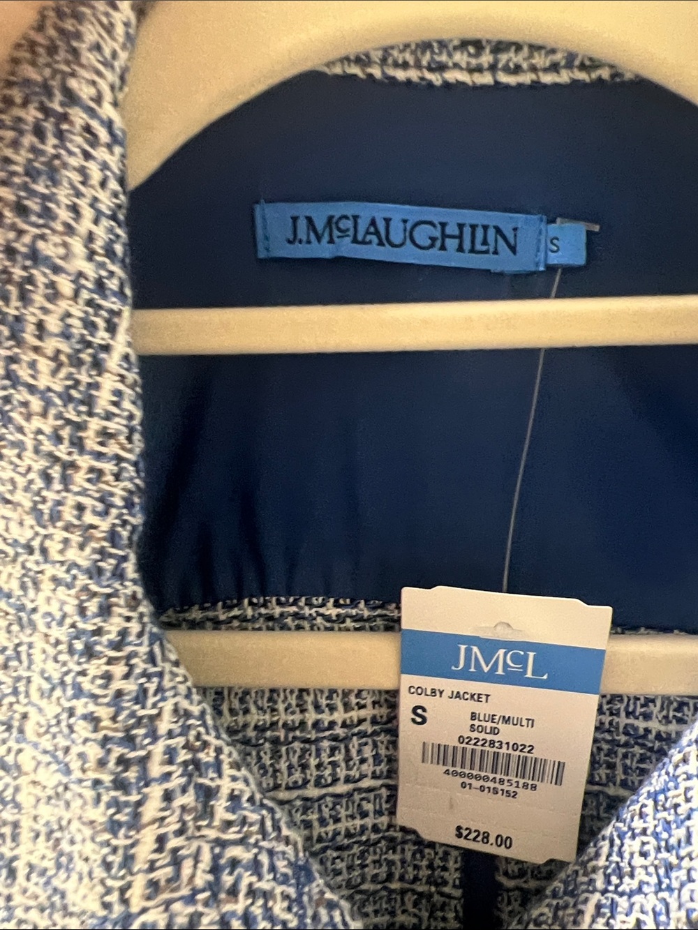 JM Collection Blue Tweed Gold-Button Jacket - Picture 3 of 8